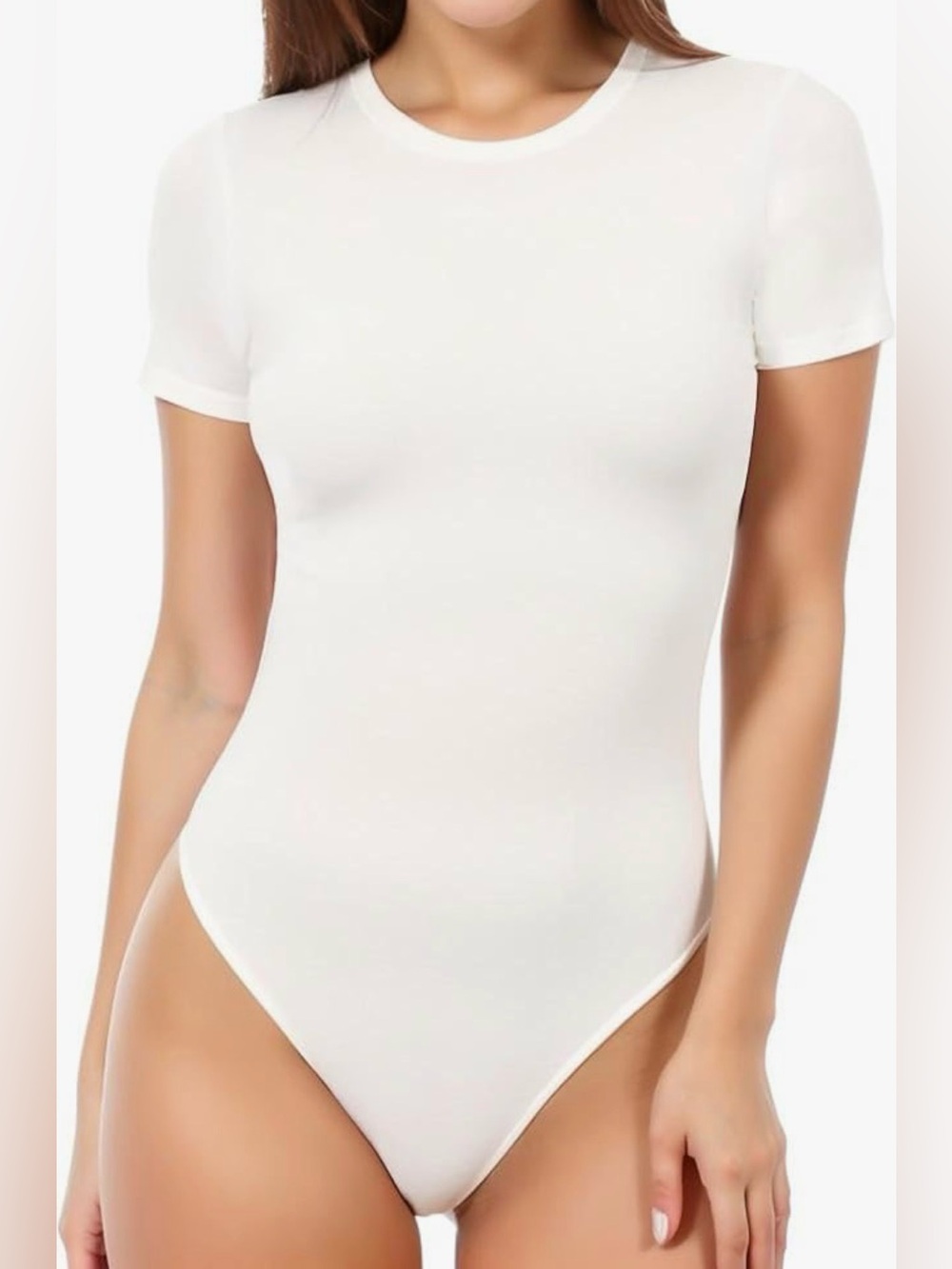 NWT MANGOPOP  Round Neck Short Sleeve Bodysuit T Shirts Basic Tops, XS